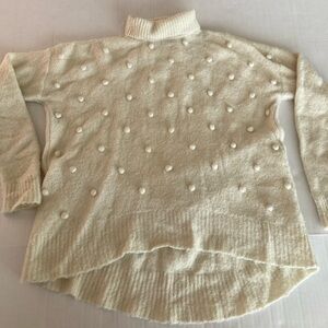 Madewell Turtleneck Sweater HighLow Mirino Wool Blend Cream oversized women’s sm